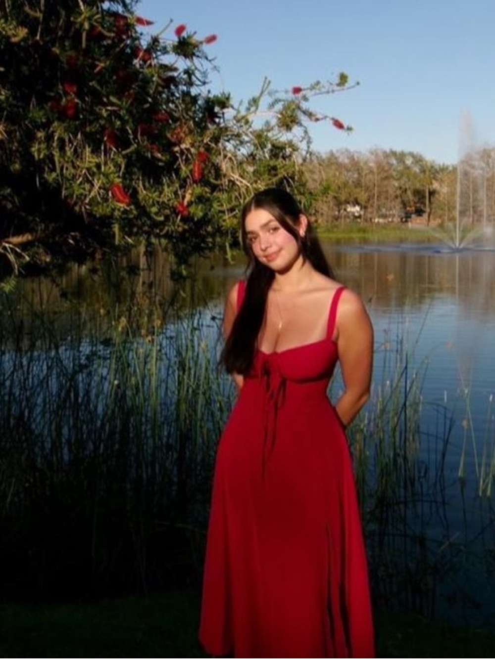 Red maxi dress corset